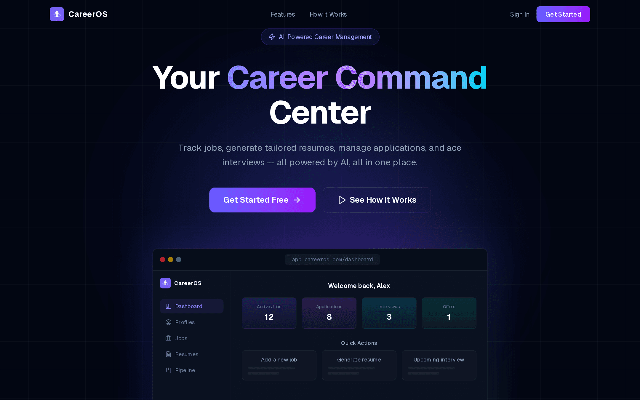 CareerOS — An AI command center for the entire job search.